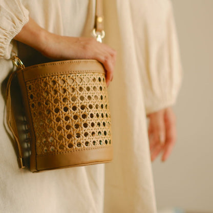 Rattan Weave Bucket Bag