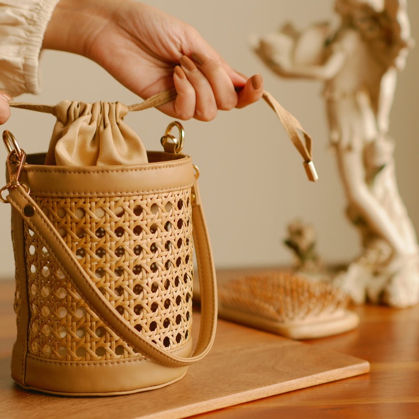 Rattan Weave Bucket Bag