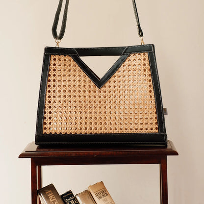 Rattan Weave Tan Sling/ Tote