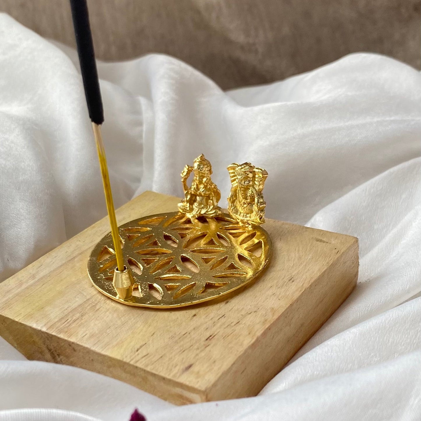 Ganesha Lakshmi Wood Incense Stand