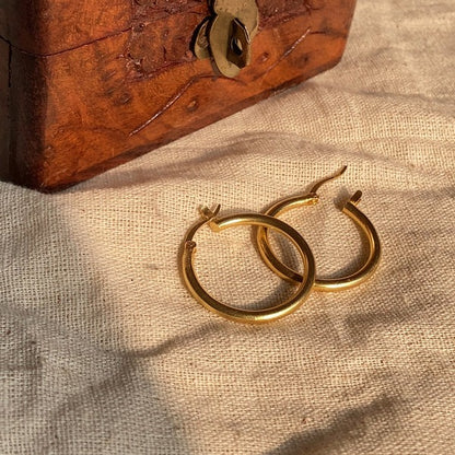 Gold Brass Waterprood Hoops