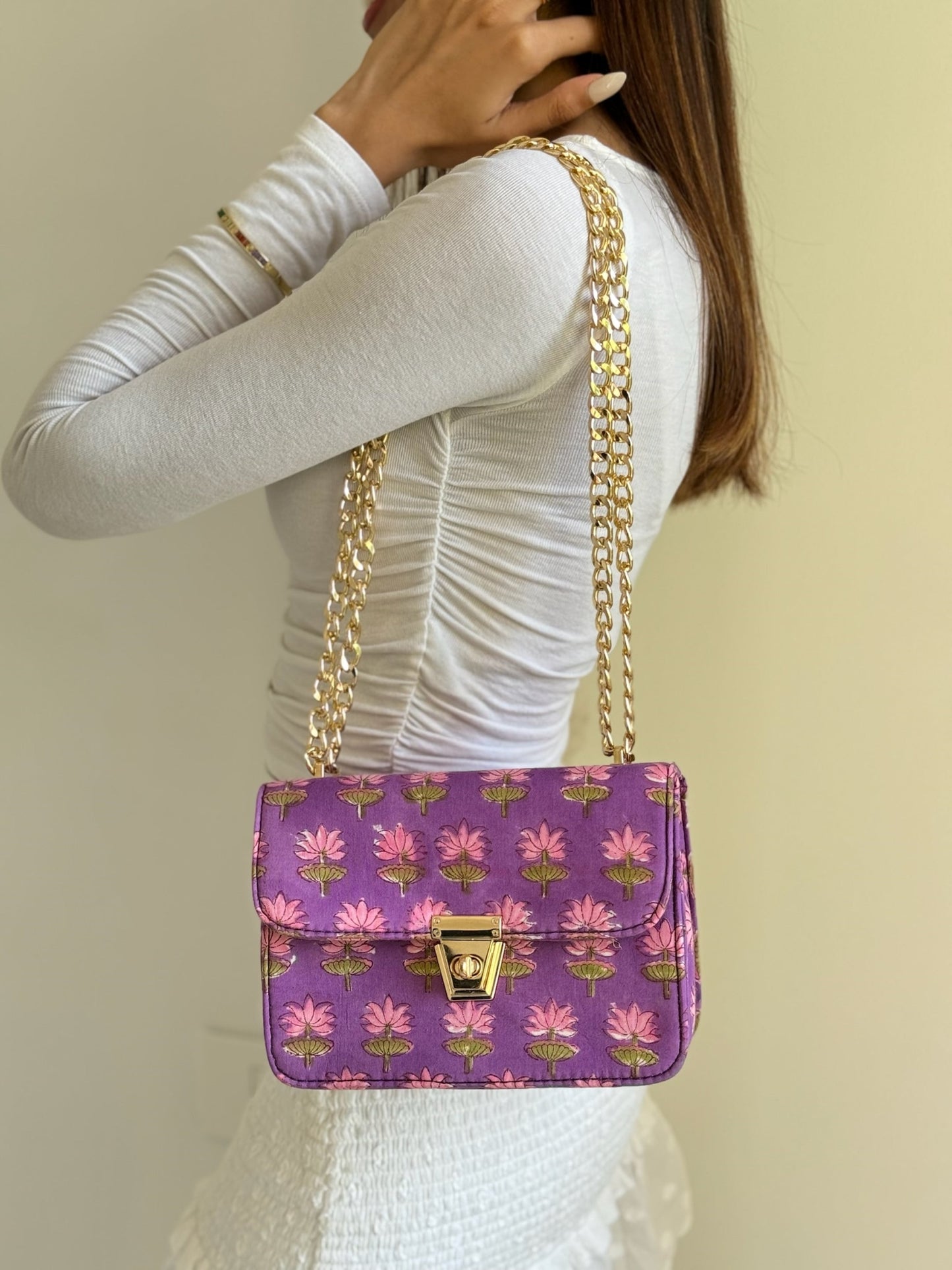 Purple Furla Handblock Printed Sling Bag