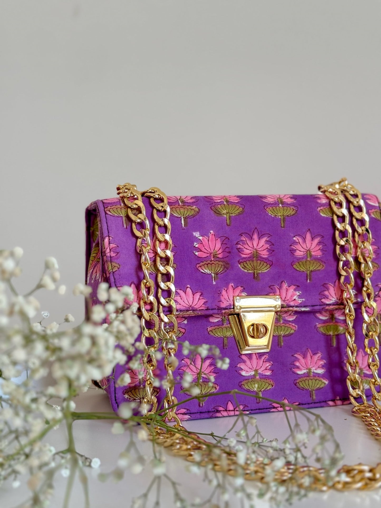 Purple Furla Handblock Printed Sling Bag