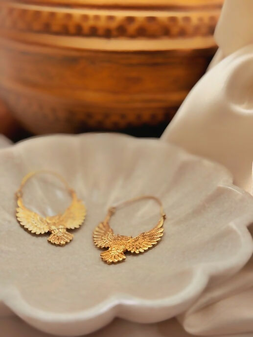 Golden Owl Brass Earrings