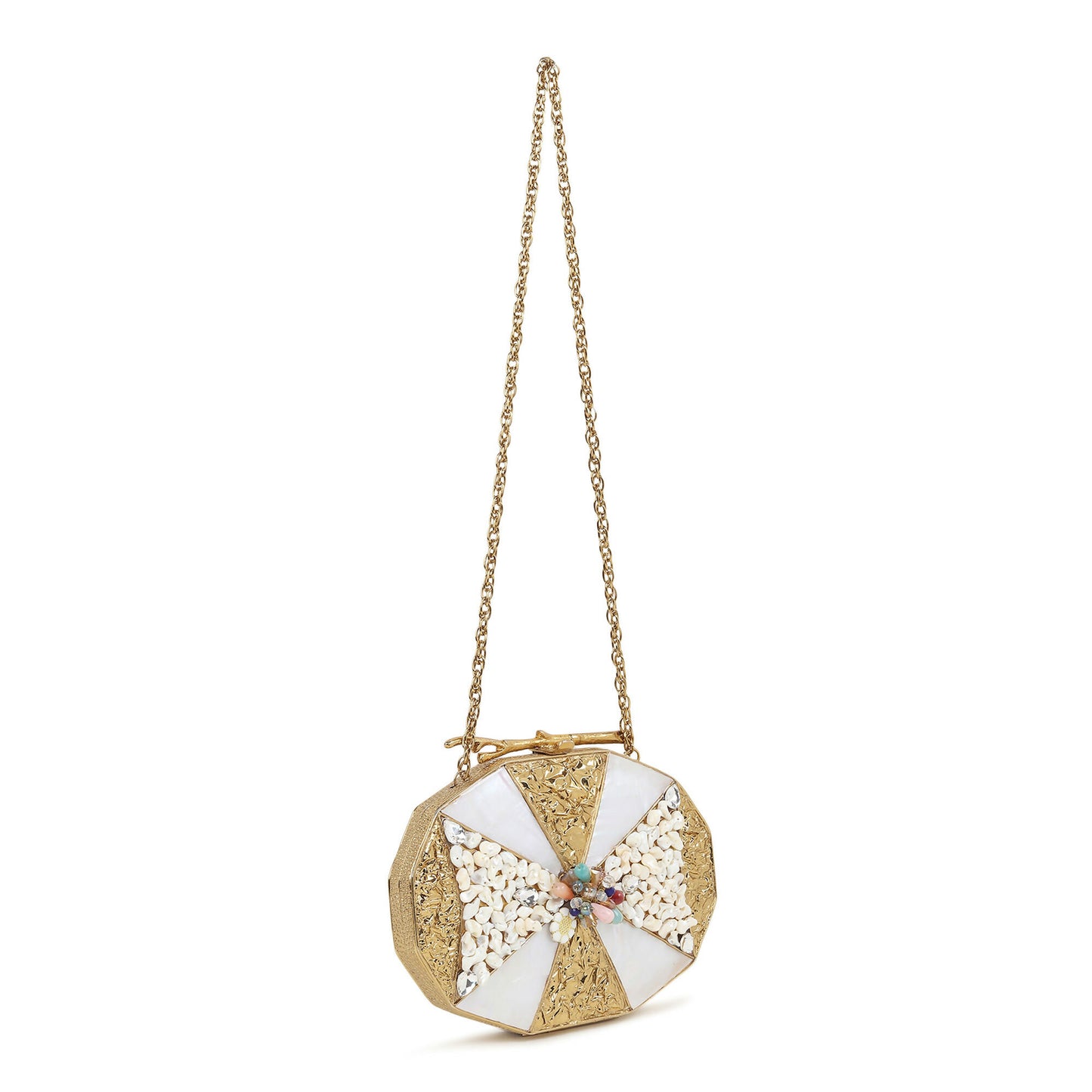 Golden Gleam Oval MOP Clutch