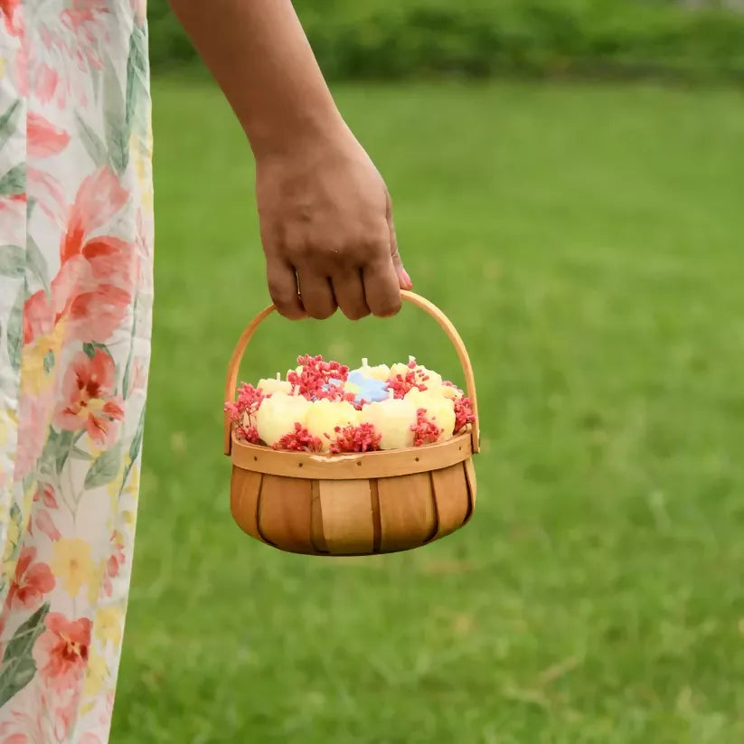 Scented Candles Basket Bouquet Round