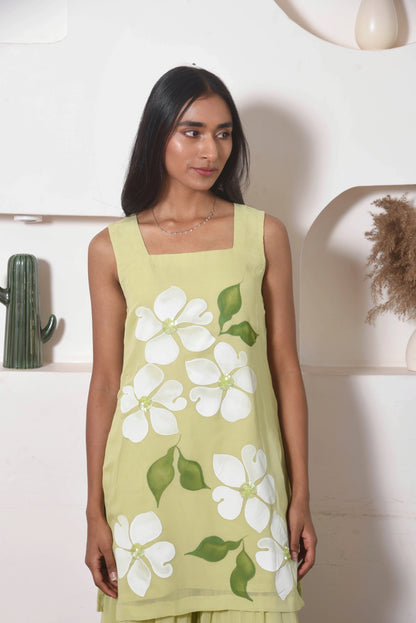 Flora Sharara Set in Olive Green