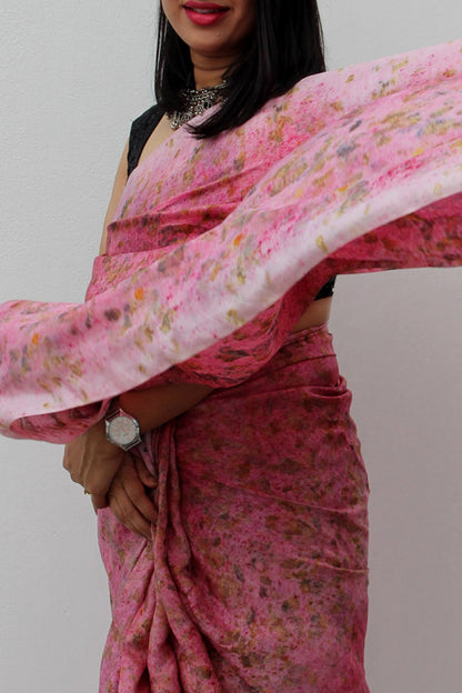 Natural Flower Dyed Kiki Habutai Silk Saree