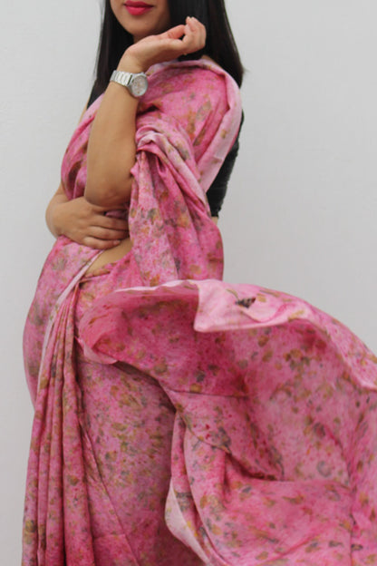 Natural Flower Dyed Kiki Habutai Silk Saree