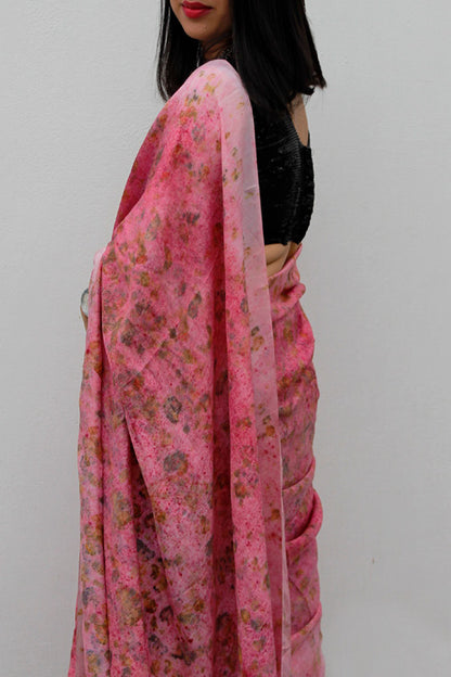 Natural Flower Dyed Kiki Habutai Silk Saree