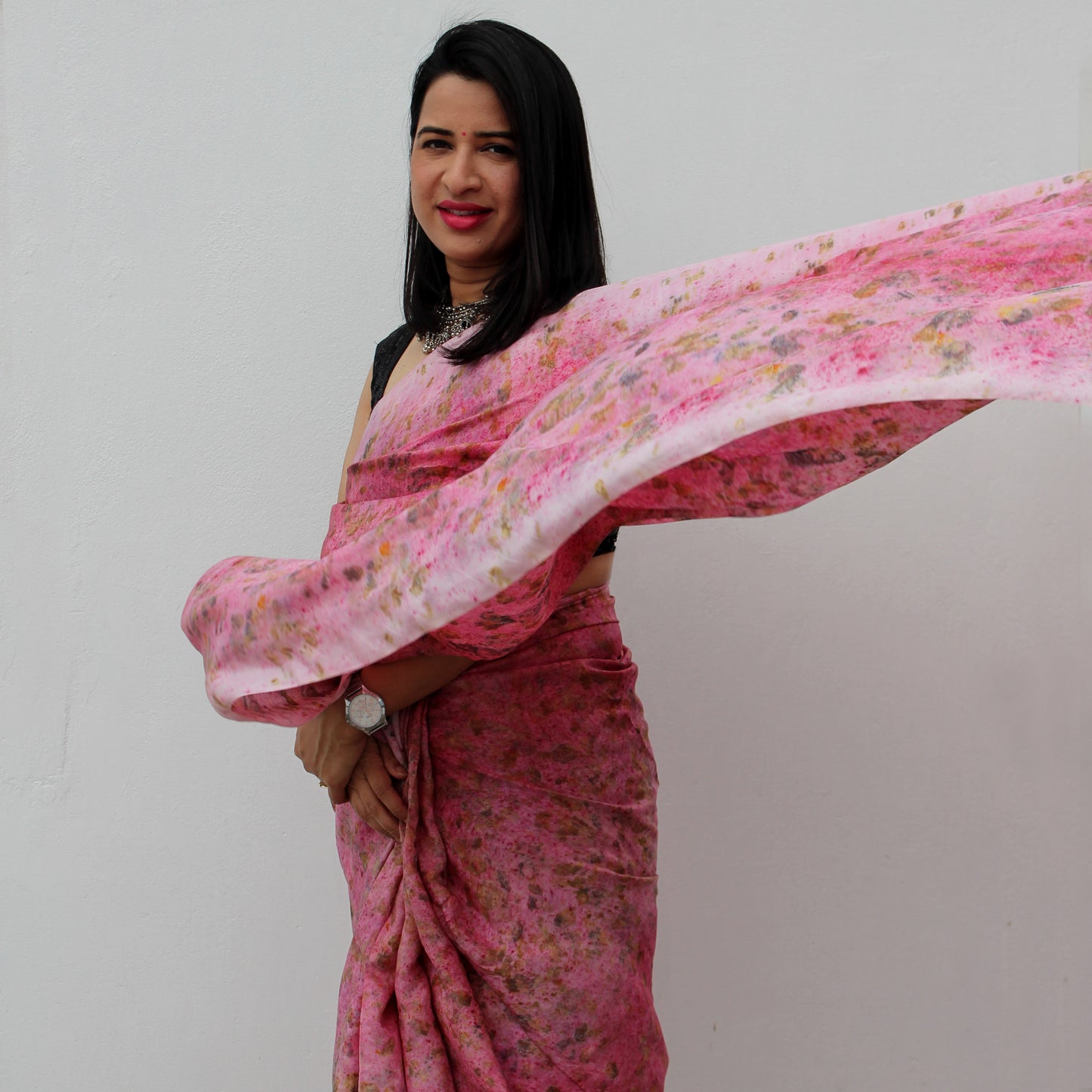 Natural Flower Dyed Kiki Habutai Silk Saree