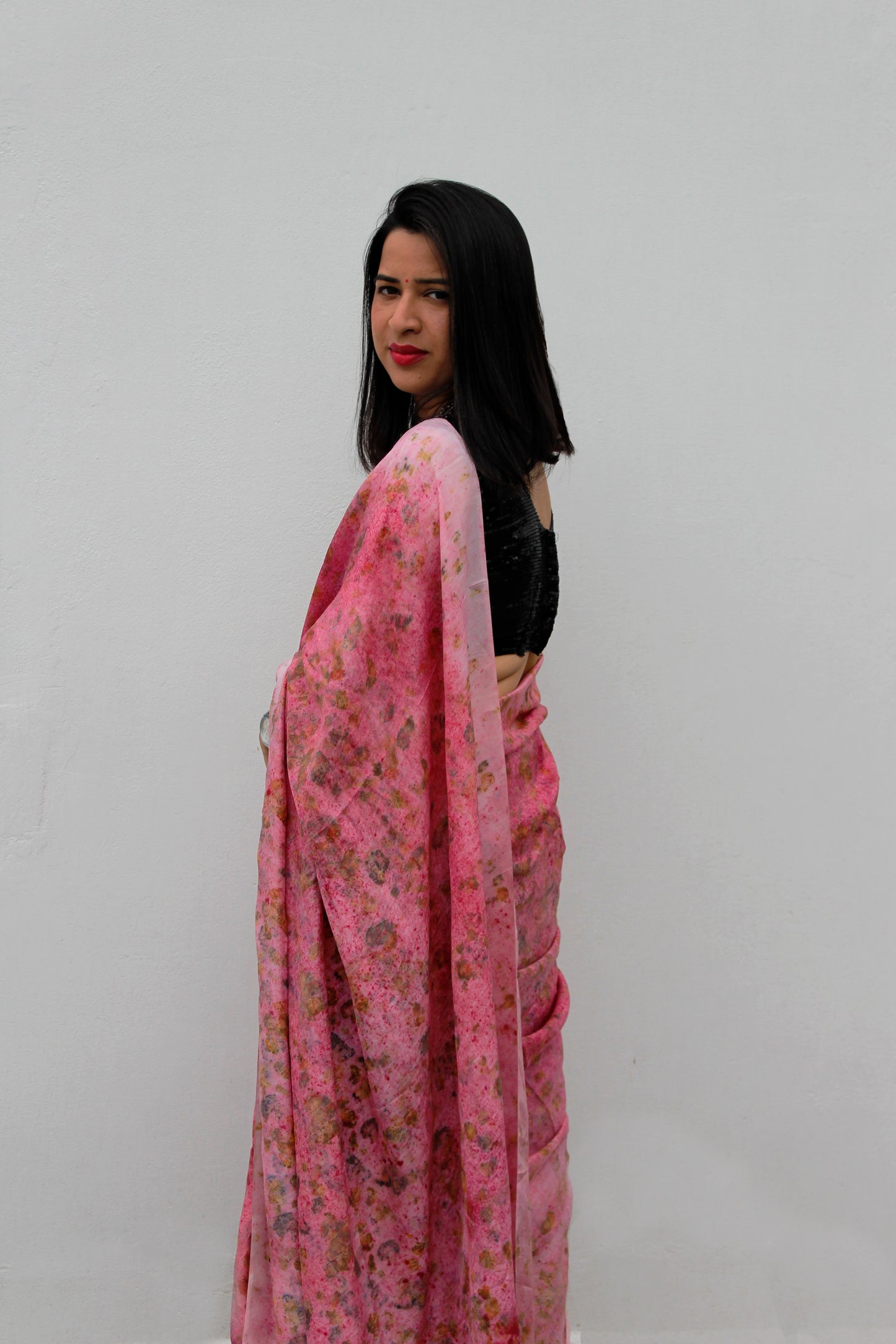 Natural Flower Dyed Kiki Habutai Silk Saree