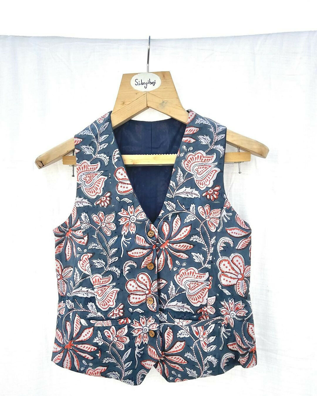 Blue Floral Vest Top