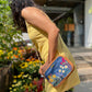 Garden Denim Vegan Suede Rectangle Sling Bag
