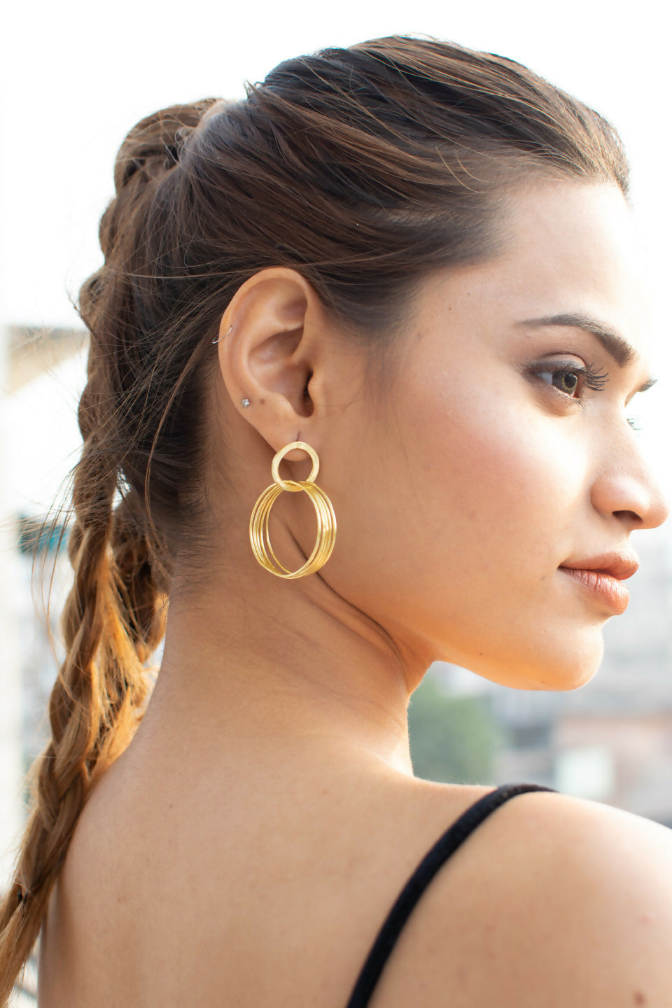 Hula Hoops Golden Earrings