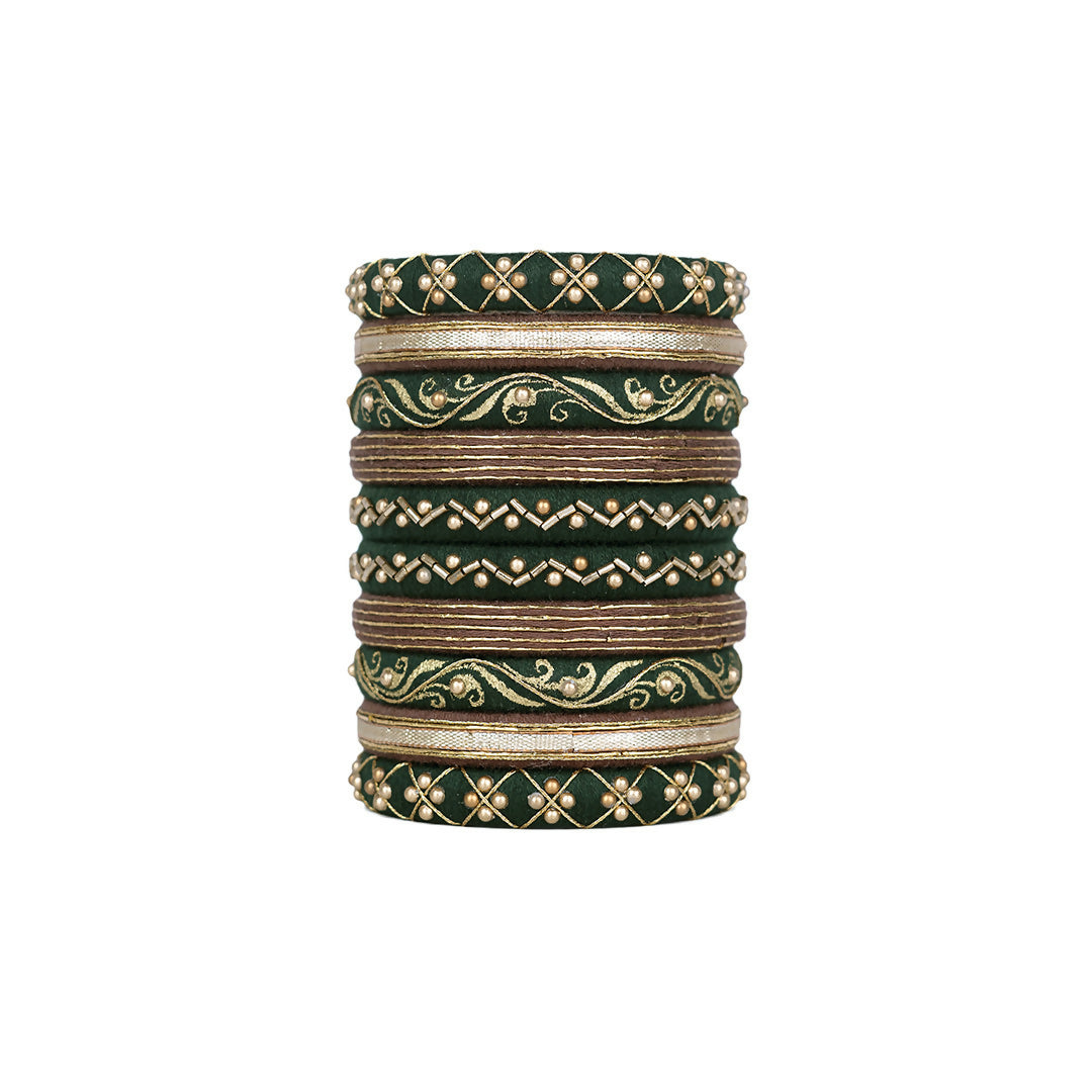 Kinnari Dark Green Bangle Set