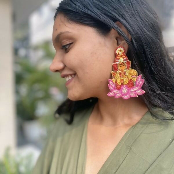 Ganesha Handmade Beaded Earrings