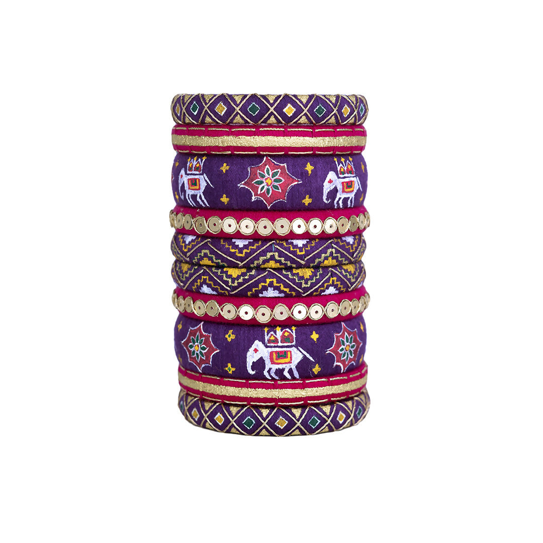 Hathisavari Purple Pink Bangle Set