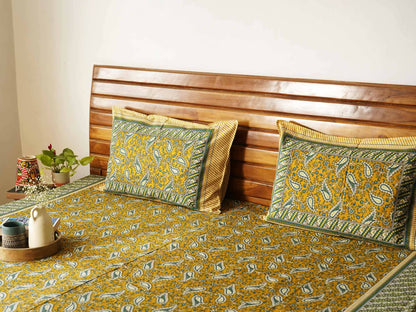 Rangoli – Mustard- Double Bed Bedsheet