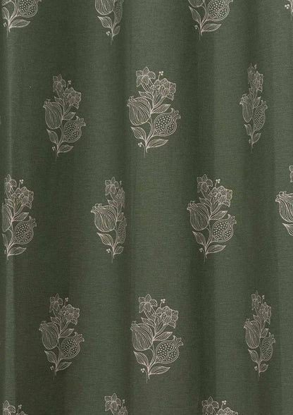 Room Darkening - Malabar Printed Green Cotton Ethnic Curtain