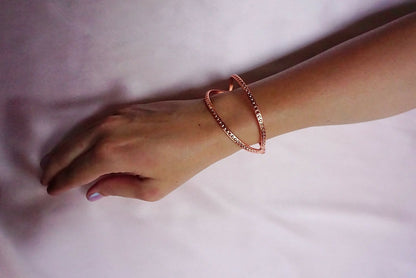 Ellipse Dotted Handcrafted Rose Gold Brass Bangle