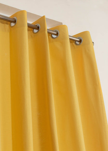 Room Darkening - Solid Mustard Pure Cotton Plain Curtain