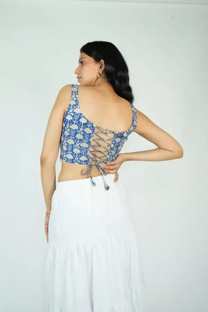 Indigo Cotton Corset Top