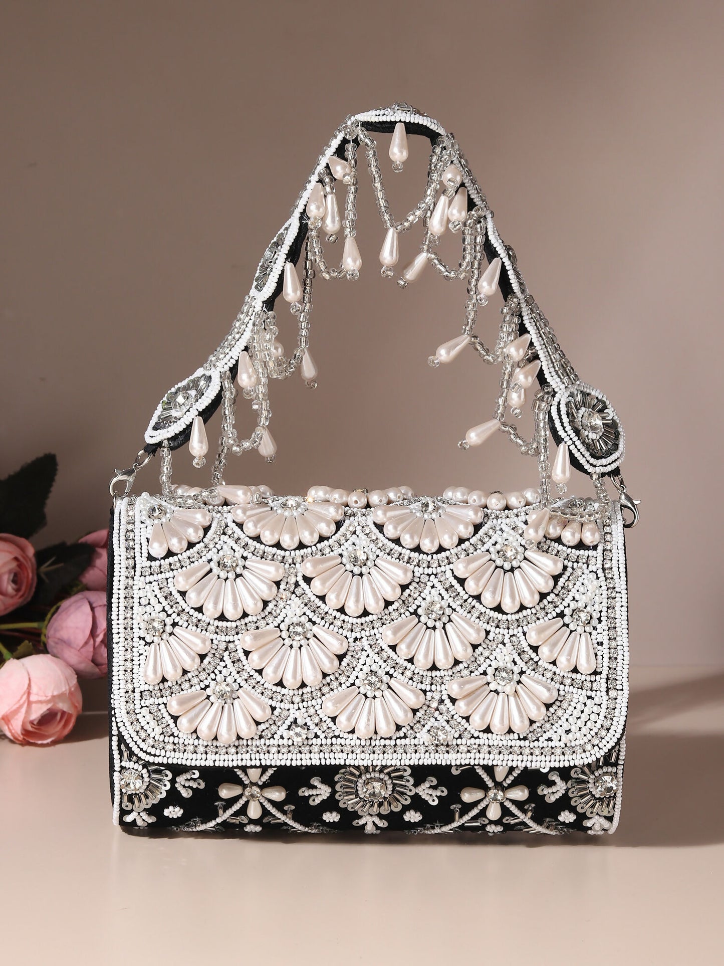 Pearl Accent Flap Bag