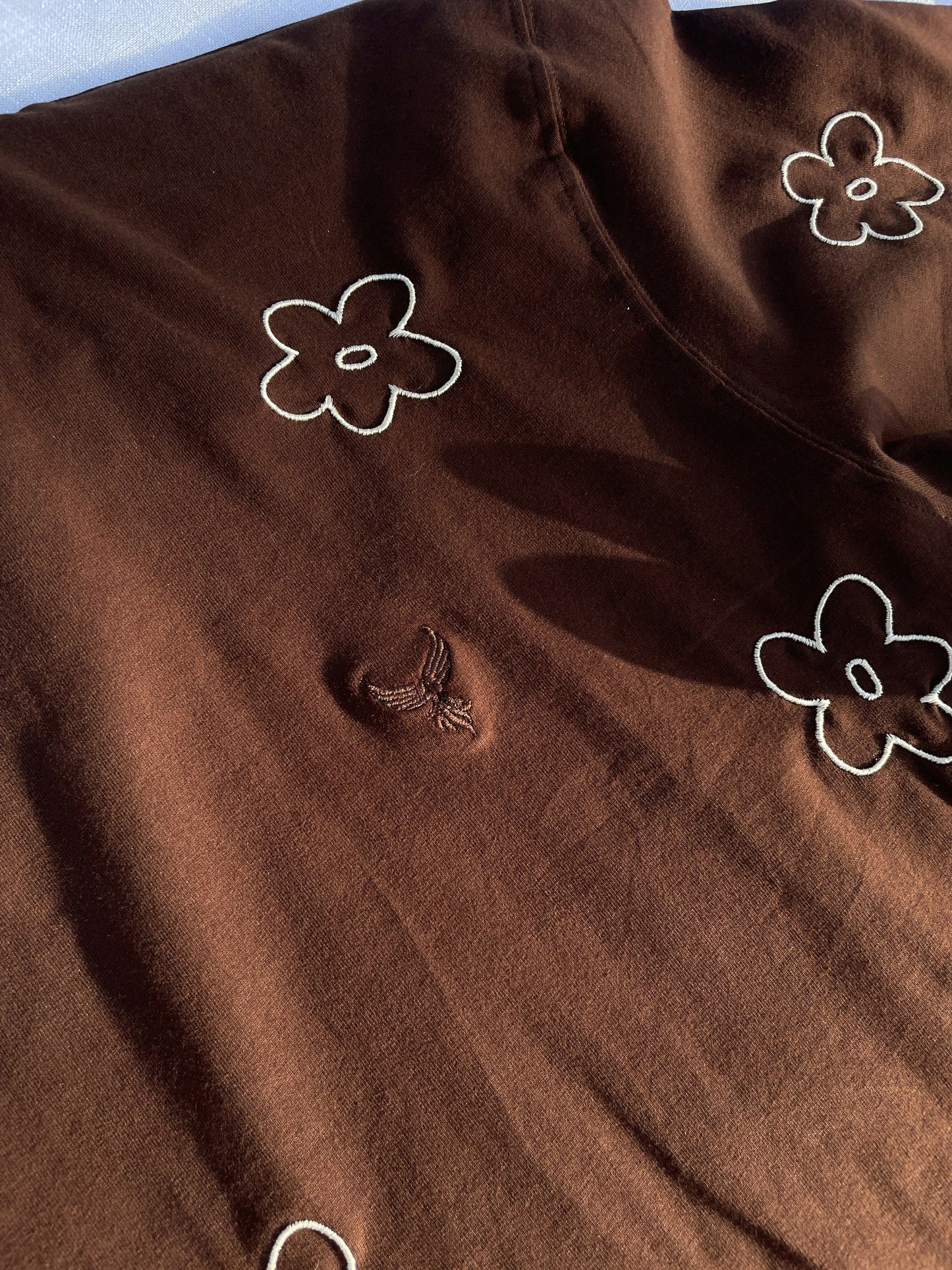 Floral Embroidered Brown Tshirt