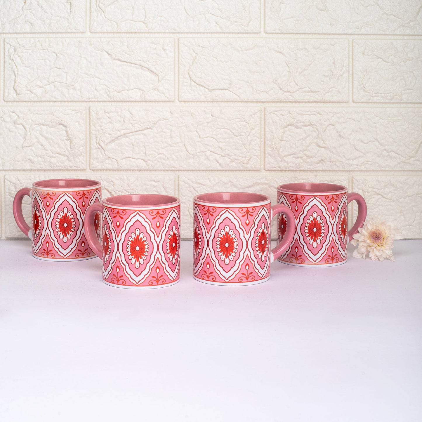 Pristine Pink Ceramic Tea cups - Set of 4