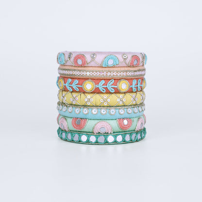 Jivika Pastel Shade Threadwork Bangle Set