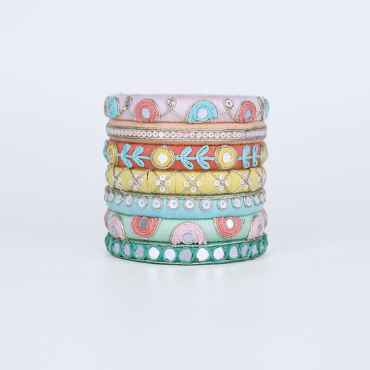 Jivika Pastel Shade Threadwork Bangle Set