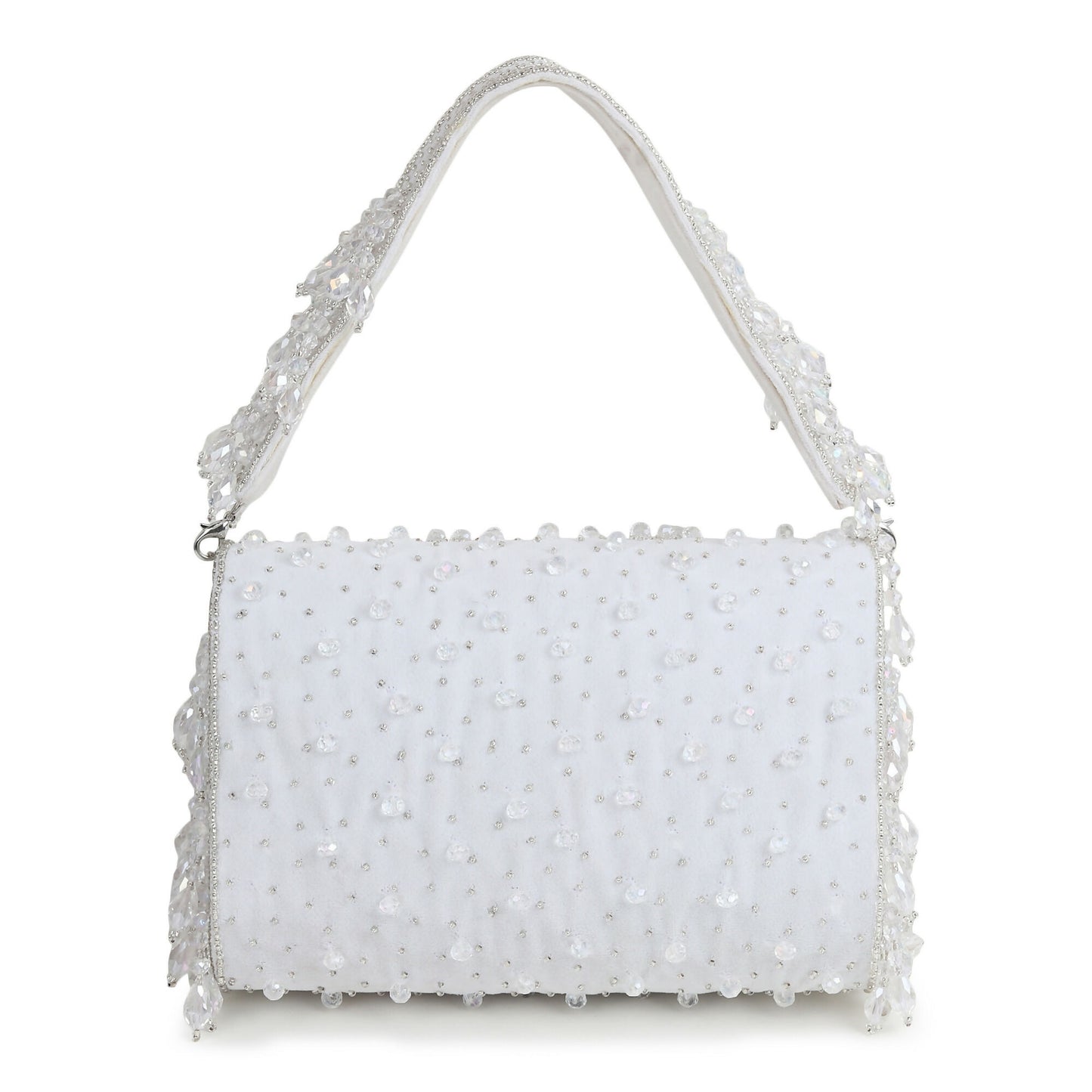 Alabaster Crystal White Flap Bag