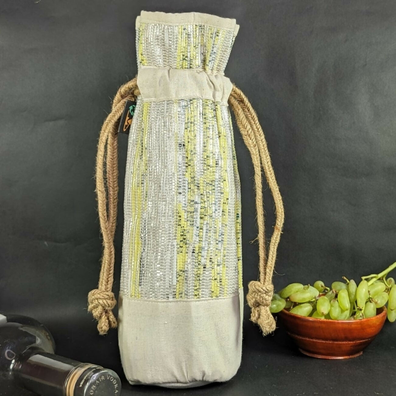 Upcycled Handwoven: Wine Bottle Holder