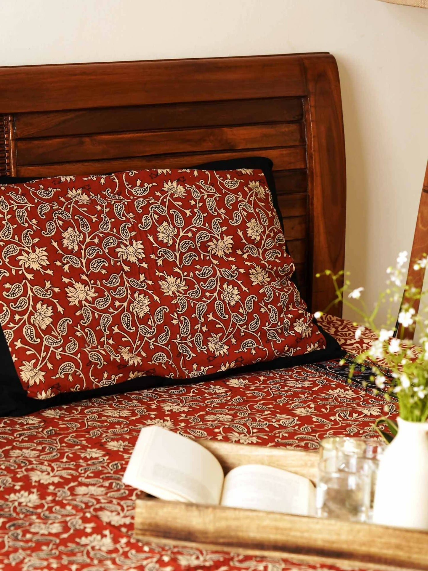 Maroon Kalamkari Bedsheet