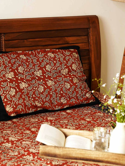 Maroon Kalamkari Bedsheet