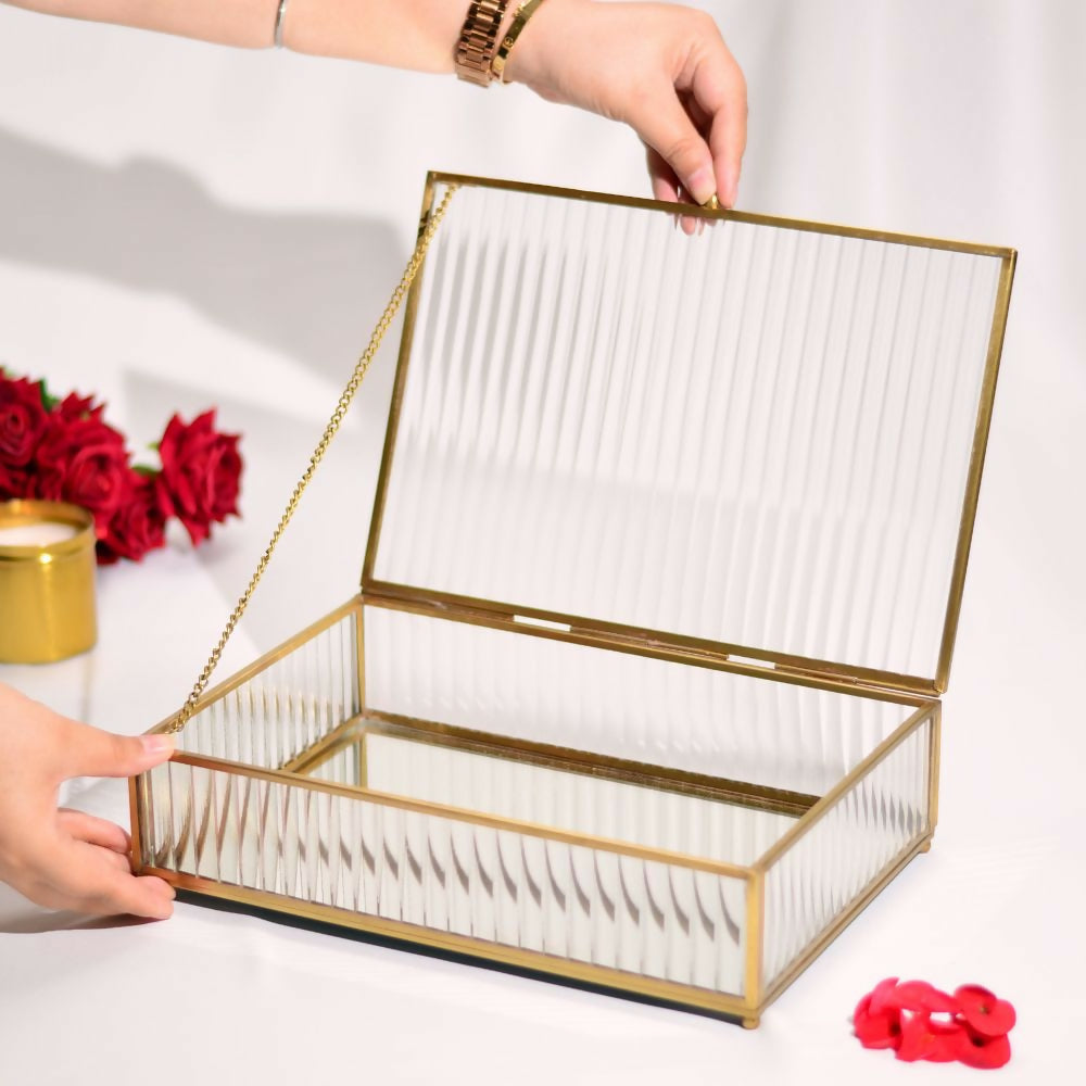 Fluted Glass Storage Box Large