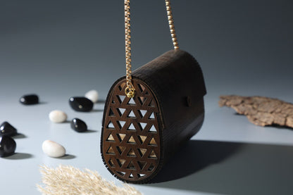 Aaina Lasercut Oval Bag with Side Mirror