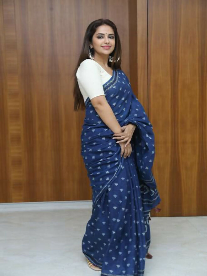 Indigo Glory Handblockprinted Cotton Saree