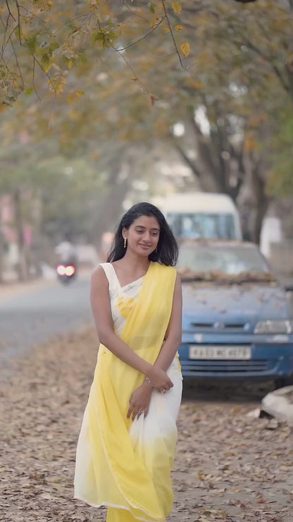 Ombre Saree In Yellow