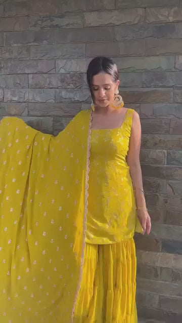 Nazakat Yellow Sharara Set