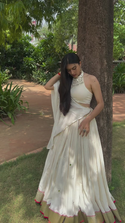 Shimmer Off White Lehenga