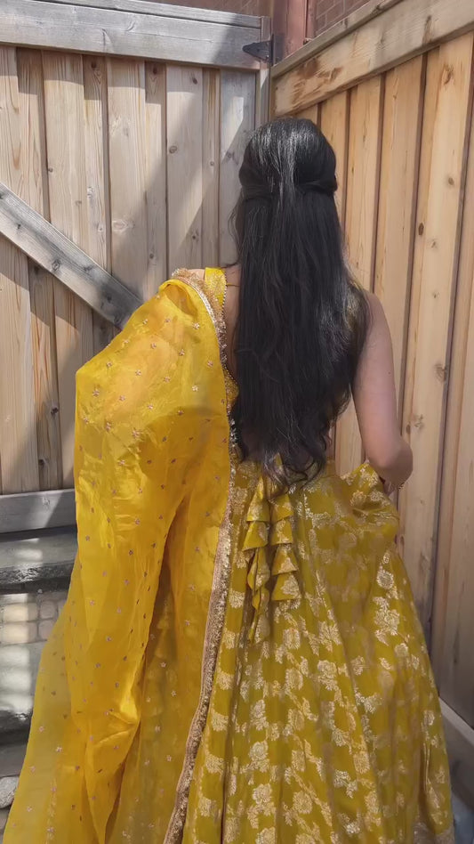 Mustard Dola Silk Lehenga