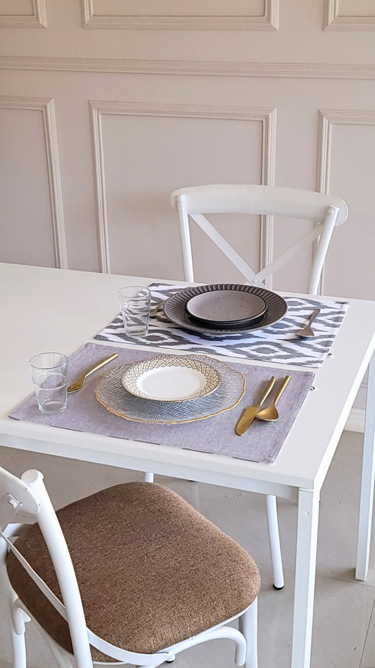 Ikat Grey Wipeable & Reversible Cotton Placemats