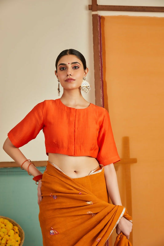 Nargis Chanderi Orange Blouse