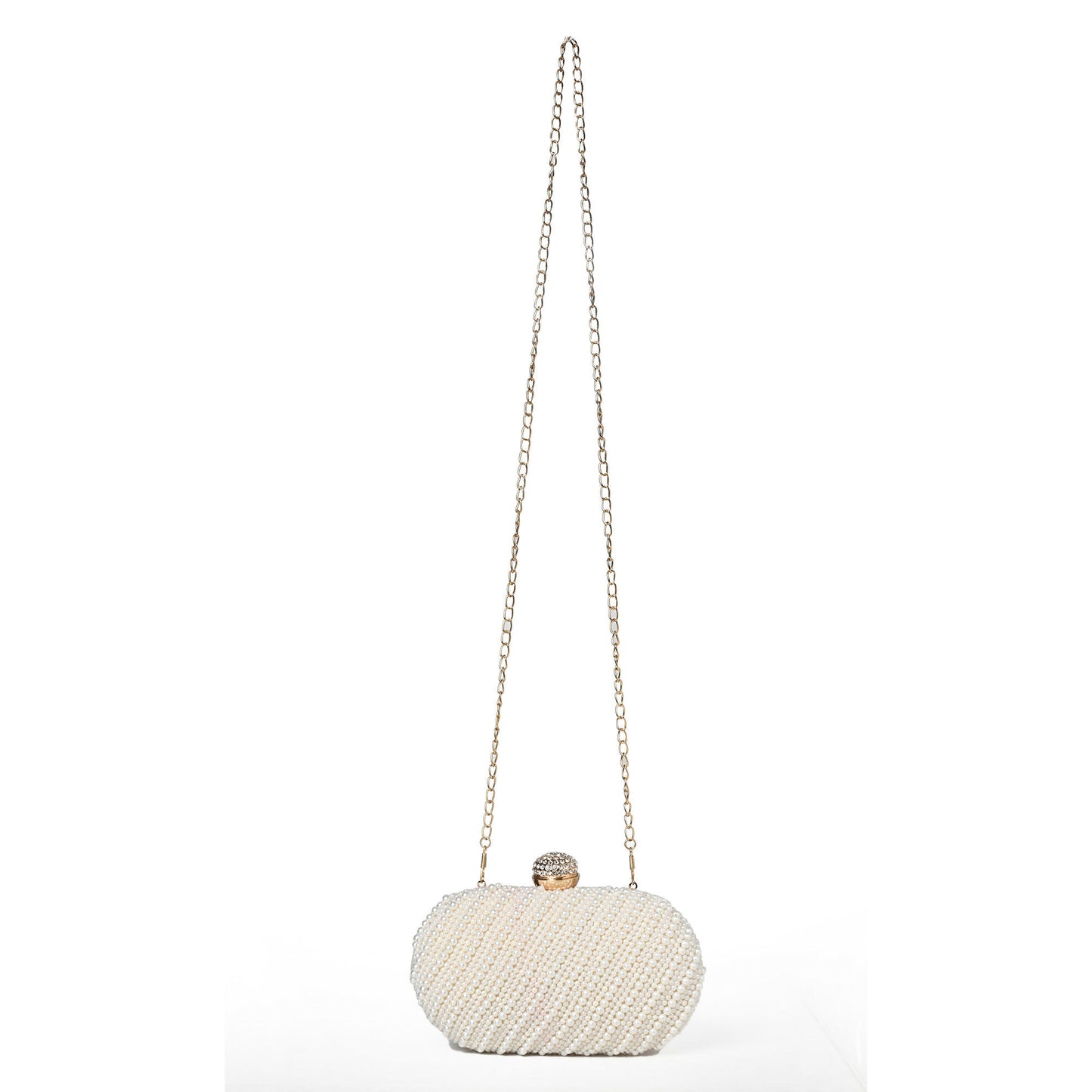 Pearlescent Oval Clutch: Elegant White Beauty