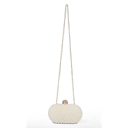 Pearlescent Oval Clutch: Elegant White Beauty