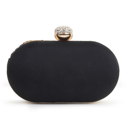 Nightfall Stripe Oval Black Clutch