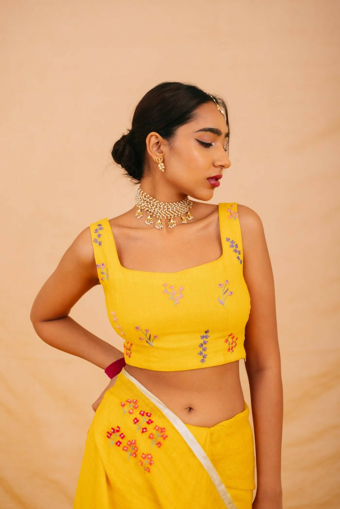 Gauri Yellow Linen Blouse