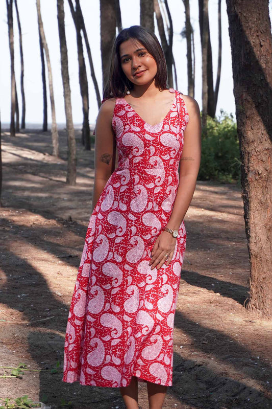 Tamara Handblock Print Maxi Dress